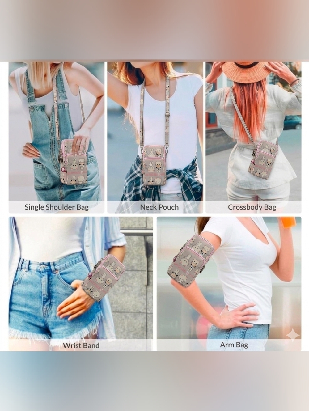Crossbody Bag Phone Sleeve Concert Venue Festival Adjustable Strap Arm Wrist NWT - Picture 9 of 11
